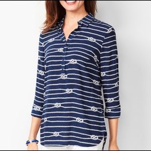 Talbots Nautical Knots Blouse, Size Medium